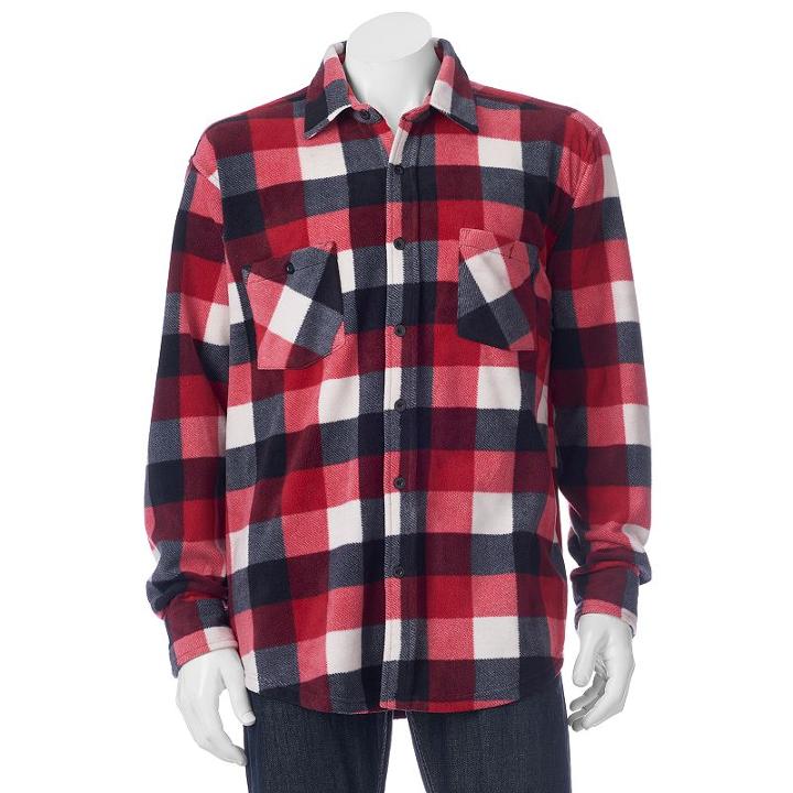 Men's Victory Rugged Wear Microfleece Button-down Shirt Jacket, Size: Xl, Red