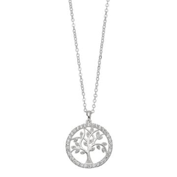 Silver Expressions By Larocks Silver Plated Cubic Zirconia Family Tree Pendant, Women's, White