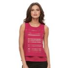 Petite Apt. 9&reg; Foil Mock-layer Top, Women's, Size: S Petite, Pink