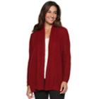 Petite Croft & Barrow&reg; Ring Stitch Open Front Cardigan, Women's, Size: L Petite, Dark Red