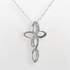 Sterling Silver Crystal Infinity Cross Pendant, Women's, Size: 18, White
