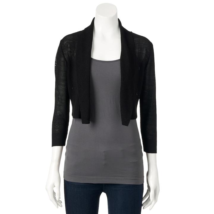 Women's Apt. 9&reg; Textured Shrug, Size: Xl, Black