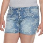 Juniors' Plus Size Candie's&reg; Floral Jean Shortie Shorts, Girl's, Size: 22 W, Med Blue