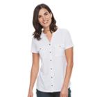Women's Croft & Barrow&reg; Knit Button-front Shirt, Size: Medium, Natural