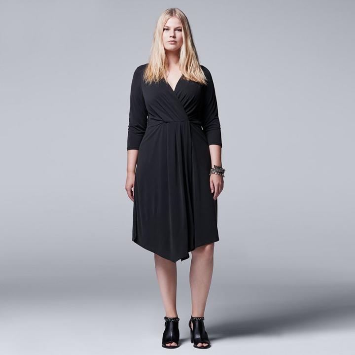 Plus Size Simply Vera Vera Wang Faux-wrap Dress, Women's, Size: 1xl, Black
