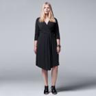 Plus Size Simply Vera Vera Wang Faux-wrap Dress, Women's, Size: 1xl, Black
