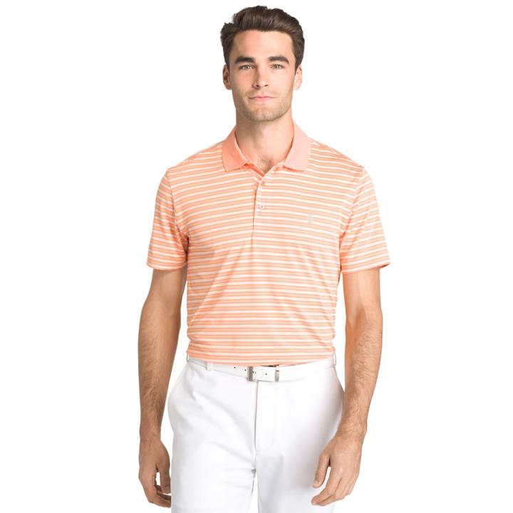 Men's Izod Swingflex Classic-fit Striped Stretch Performance Golf Polo, Size: Large, Drk Orange