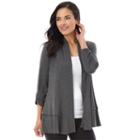 Women's Ab Studio Tiered Hem Cardigan, Size: Xlrg Av/rg, Dark Grey