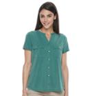 Petite Croft & Barrow&reg; Button-down Pocket Shirt, Women's, Size: S Petite, Green