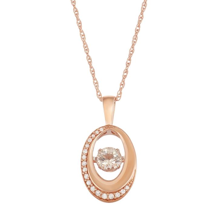 Boston Bay Diamonds 10k Rose Gold 1/10 Ct. T.w. Diamond & Morganite Floating Stone Oval Pendant, Women's, Size: 18, Pink