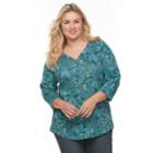 Plus Size Croft & Barrow&reg; Solid V-neck Tee, Women's, Size: 1xl, Turquoise/blue (turq/aqua)