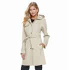 Women's Tower By London Fog Hooded Trench Coat, Size: Medium, Lt Beige