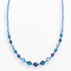 Crystal Avenue Silver-plated Crystal Graduated Necklace - Made With Swarovski Crystals, Women's, Size: 17, Blue