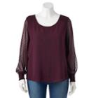 Plus Size Lc Lauren Conrad Chiffon Sleeve Top, Women's, Size: 1xl, Drk Purple