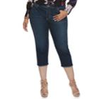 Plus Size Jennifer Lopez Raw-edge Capri Jeans, Women's, Size: 24 W, Dark Blue