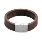 Lynx Stainless Steel And Brown Leather Bracelet - Men, Size: 8.5