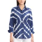 Women's Chaps Print Relaxed Shirt, Size: Xl, Blue