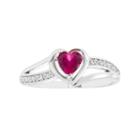 Sterling Silver Lab-created Ruby & Diamond Accent Heart Halo Ring, Women's, Size: 7, Red