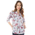 Juniors' Iz Byer Roll-tab Popover Top, Teens, Size: Xs, Floral Stripe