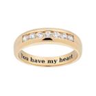 Cubic Zirconia 10k Gold Over Silver Wedding Band - Men, Size: 8, White