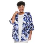 Plus Size Maya Brooke Sleeveless Dress & Printed Jacket Set, Women's, Size: 14 W, Blue (navy)