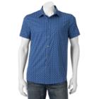 Men's Apt. 9&reg; Patterned Slim-fit Stretch Button-down Shirt, Size: Large Slim, Blue
