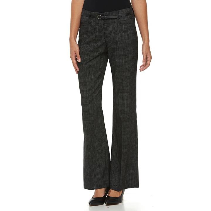 Women's Apt. 9&reg; Modern Fit Belted Dress Pants, Size: 0 T/l, Black