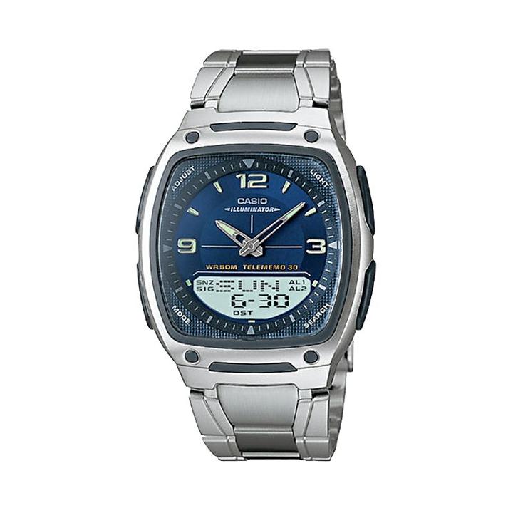 Casio Men's Illuminator World Time Analog & Digital Databank Chronograph Watch - Aw81d-2av, Grey, Durable