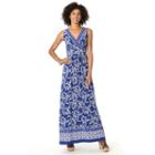 Women's Chaps Tile-print Jersey Maxi Dress, Size: Small, Blue