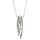 Sterling Silver Marcasite Stick Pendant Necklace, Women's, Grey