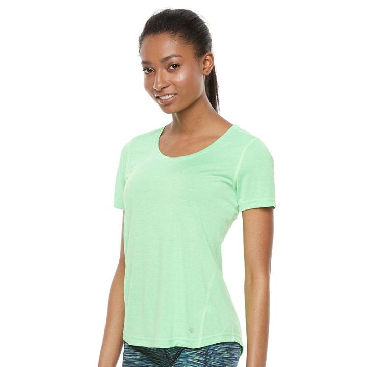 Petite Women's Tek Gear&reg; Base Layer Workout Tee, Size: S Petite, Med Green