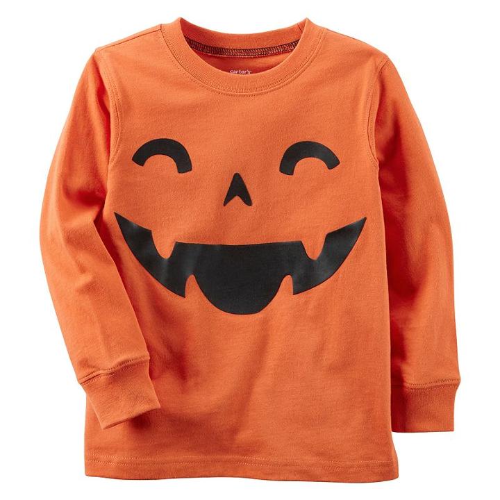 Boys 4-8 Carter's Pumpkin Long Sleeve Tee, Size: 5, Orange