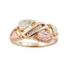 Black Hills Gold Tri Tone Diamond Accent Leaf Ring, Women's, Size: 9
