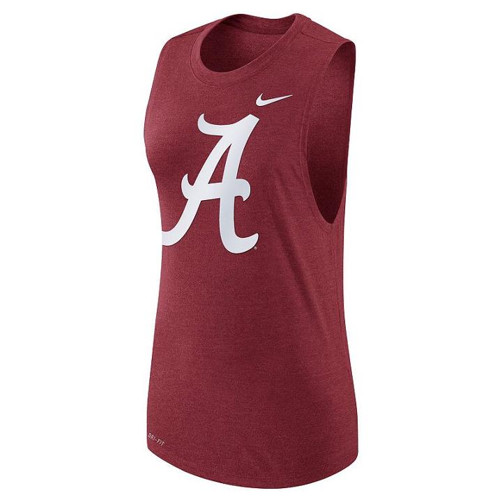 Women's Nike Alabama Crimson Tide Dri-fit Muscle Tee, Size: Medium, Red