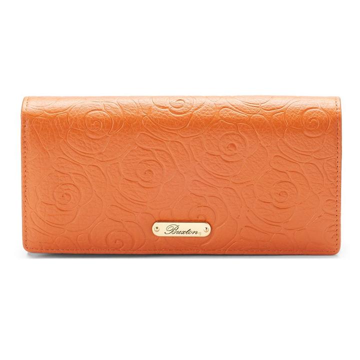 Buxton Rose Garden Leather Expandable Clutch, Women's, Brt Orange
