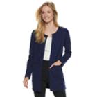Women's Elle&trade; Textured Open-front Cardigan, Size: Medium, Blue (navy)
