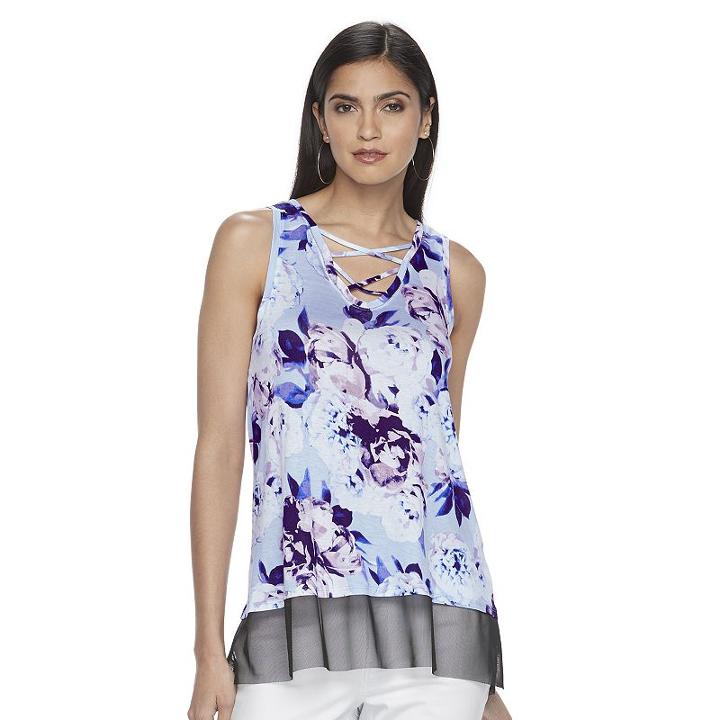 Women's Jennifer Lopez Mix-media Mesh Tank, Size: Small, Blue