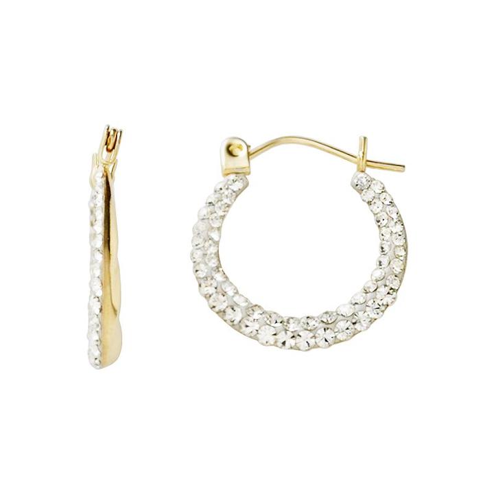 10k Gold Crystal Swirl Hoop Earrings, Women's, White