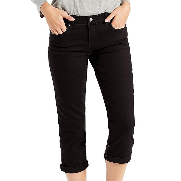 Women's Levi's&reg; Classic Cuffed Capri Jeans, Size: 2/26, Black