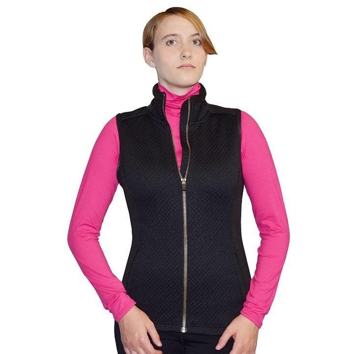 Women's Snow Angel Minx Mountain Quilted Zip Up Vest, Size: Large, Black