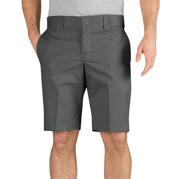 Men's Dickies Slim-fit Flat-front Work Shorts, Size: 28, Silver