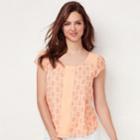 Women's Lc Lauren Conrad Love, Lauren Textured Dot Top, Size: Large, Light Pink