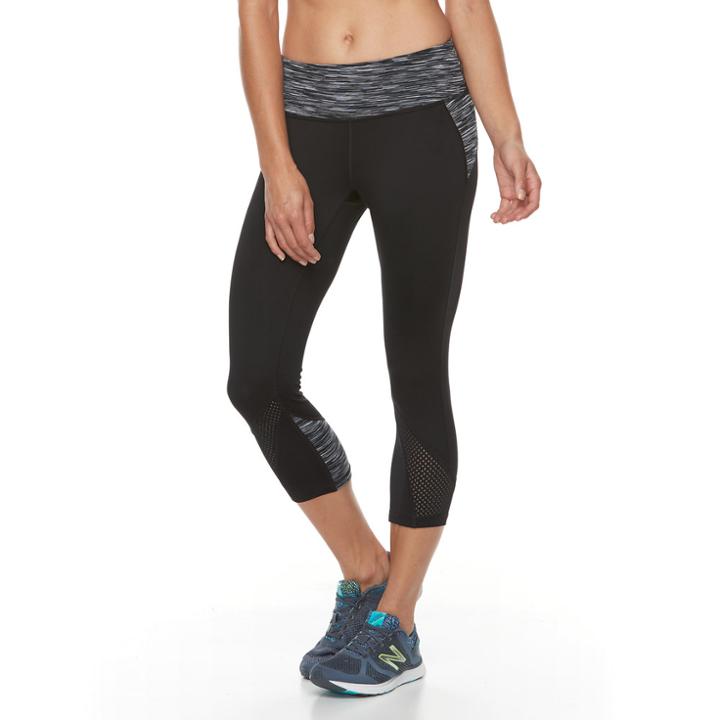 Women's Tek Gear&reg; Tricot Mesh Capri Leggings, Size: Medium, Turquoise/blue (turq/aqua)