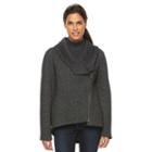 Women's Sebby Collection Asymmetrical Fleece Jacket, Size: Large, Black