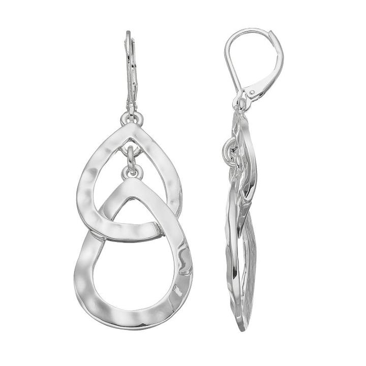 Dana Buchman Hammered Nickel Free Interlocked Teardrop Earrings, Women's, Silver