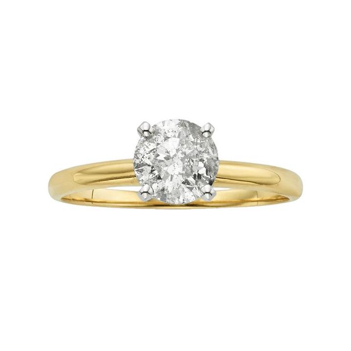 Igl Certified Round-cut Diamond Solitaire Engagement Ring In 14k Gold (1 Ct. T.w.), Women's, Size: 8, White