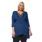 Plus Size White Mark Embellished High-low Tunic, Women's, Size: 2xl, Blue (navy)