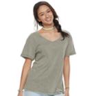 Juniors' Awake V-neck Boyfriend Tee, Teens, Size: Small, Green