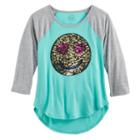 Girls 7-16 & Plus Size So&reg; High-low Shine Baseball Tee, Size: 14 1/2, Turquoise/blue (turq/aqua)