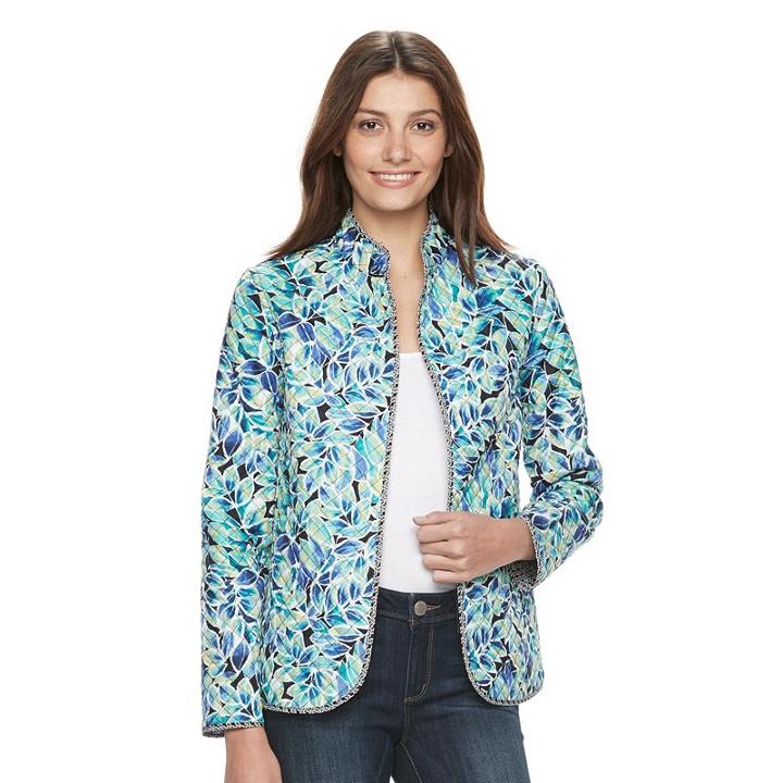 Petite Napa Valley Reversible Quilted Jacket, Women's, Size: 8 Petite, Med Blue